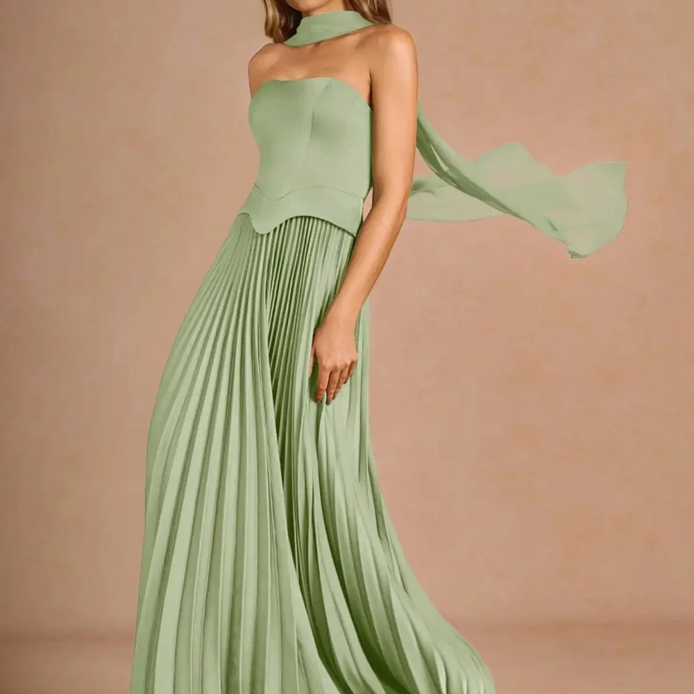 Azazie Rylan Dusty Sage Maxi Dress - Picture 1 of 4